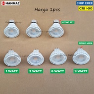 Cree led spotlight halogen lamp 1watt 3w 6w 9w 2700K 3000K 220v spotlight 24 degrees hanmac bulb H1Q