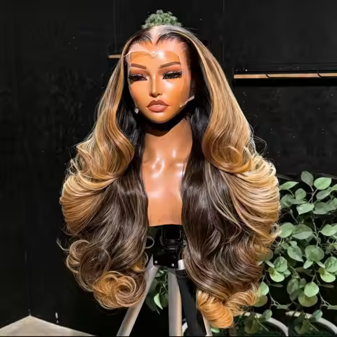 Loose Wave Synthetic Lace Front Wig 13x4 Hd Afro Brown Ombre To Blonde Lace Front Wig for Daily Part