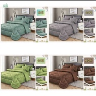 Set Cadar Hotel Plain 100% Cotton 7-in-1 High Quality QUEEN Size Hotel Style Comforter Bedsheet Read