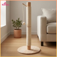 Baosity Solid Wood Wooden Feline Scratching Post Tall Sisal Feline Post Stable Pet Furniture Indoor 