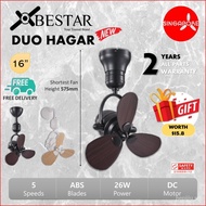 【In stock】[FREE GIFT] BESTAR Duo Hagar Corner Fan Ceiling Fan Wall Fan 16Inch DC Motor H32U