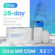 Ottai 2Sets Continuous Glucose Monitor No Finger Pricking M8 CGM Blood Glucose Monitoring System