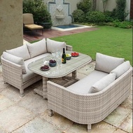 Double Garden Rattan Rattan Chair Leisure Table Chair Creative Outdoor Courtyard Anti-Sofa Furniture