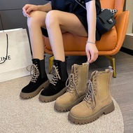 KY/16 Autumn and Winter Boots Women's Dr. Martens Boots Kick-off Frosted Vintage Riding Boots Middle Boots Chunky Heel r