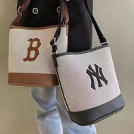 Korea Korea mlb Canvas Bucket Bag ny Yankees Shoulder Bag Messenger Bag Commuter All-Match ins Retro Big logo Bucket Bag ny Tote Bag Classic Embroidered Messenger Bag Large Capacity Bag
