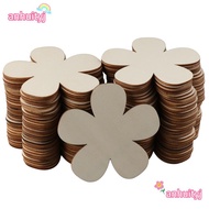AHTY 60pcs Flower Cutouts, Blank Flower Shape Unfinished Wooden Cutouts, Flower Embellishments Unfin