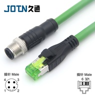 Kod D M2 ke RJ45 4-teras 100M Penyambung Kabel Penghantaran Ethernet Industri