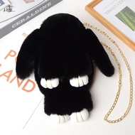 JEREMY1 Bunny Plush Crossbody Bag Coin Purse Kawaii Cute Plush Schoolbag Rabbit Shoulders Bag Stuffe