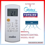 MIDEA/ TOPAIRE AIRCOND REMOTE CONTROL RG57 (FOR MIDEA/ TOPAIRE REPLACEMENT)