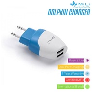 MiLi Dolphin Adaptor Charger 2.4A Dual Port USB