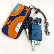 拉鍊鑰匙包 (幾何橘) 日本布 接單生產*