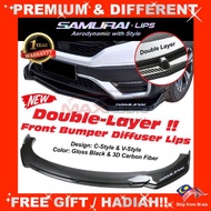 SAMURAI-LIPS Double Layer Universal Car Front Bumper Diffuser Lip AXIA ARUZ BEZZA MYVI ALZA SAGA