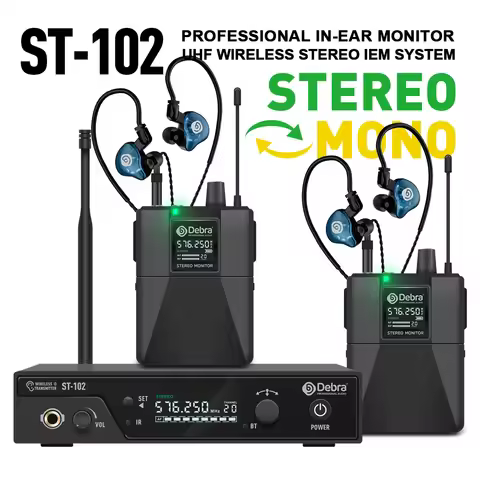 Debra ST-102 Wireless In-Ear Monitor System UHF IEM Professional Stereo with Bluetooth In-Ear Monito