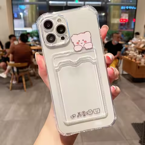 Wallet Card Holder Clear Soft Cases For Xiaomi Redmi Note10 10S 10X 11 12 9 Pro Poco X3 X5Pro Mi12X 