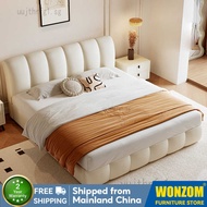 Wonzom Style Master Cream Bedroom LY Large Bed Puff Bed Nappa Leather Soft Bed French Light Luxury 2