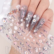 1/3/5Pcs Christmas Cartoon Nail Art Stickers - Relief Floral Patterns Nail Stickers - Self-Adhesive 