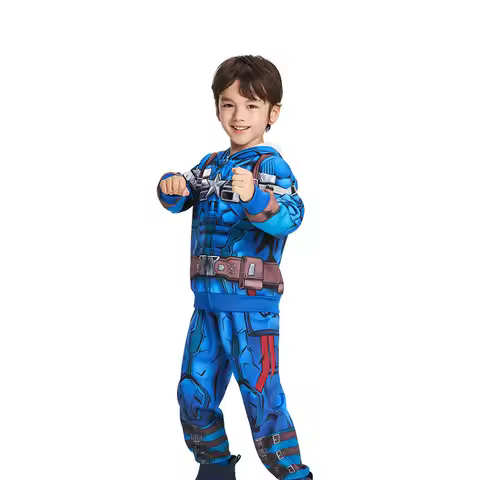 Spider-Man Kids Clothes Suit Boy Captain America Hooded Jacket Fleece Thickened Long Sleeve Sweater