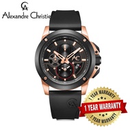[Official Warranty] Alexandre Christie 9602MCRBRBA Men's Black Dial Silicone Strap Watch