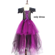 ZZOOI Purple Black Children Dark Devil Costume Girls Evil Witch Villain Halloween Fancy Tutu Dress E