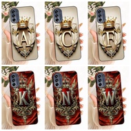 Moto G62 5G Cover Case Luxury Crown A-Z Letters 2D Flat Pattern Soft Phone Case Motorola Moto G62 5G