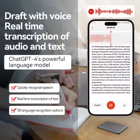 8-128GB AI ChatGPT-4 Intelligent Voice Recorder Audio App Phone Call Record Transcribe Summarize Voi
