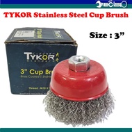 TYKOR 3" Stainless Steel Cup Brush Wire Wheel for Angle Grinder