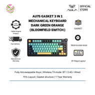 AULA-AU75 Gasket 3 in 1 Mechanical Keyboard Dark Green Orange (Mustard Yellow + Peacock Green + Blac