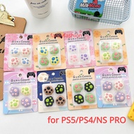 หมวก PS5ซิลิโคนน่ารัก4ชิ้นจอยสติ๊กแมวอุ้งเท้านิ้วหัวแม่มือหมวกเข้ากันได้กับ PS5/PS4/สวิตช์ Pro คอนโทรลเลอร์