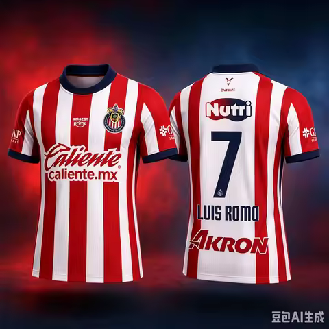 2026 Guadalajara Chivas Luis Romo 7# Football Jersey Summer 3D Sports Football T-shirt Breathable Qu