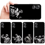 Soft black phone case for OPPO A53S A54S A54 A55 A56 A58 Buff Zeus Muscle casing Anti fall protectiv
