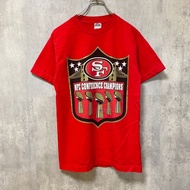 Used NFL NFC Championship Commemorative 49ers Short Sleeve Print T-Shirt, Red, American Football, Re