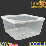 SQ 7 Square Disposable Plastic Food Container [ 30sets± ] TAGE TSQ 7 SQ7 3000 ml - Bekas Petak