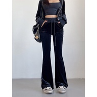 Liviahome American Style Hot Girl Velvet Sport Casual Set Women Autumn Winter New Long Sleeve Top Pa