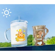 Capybara Capybara glass cup lolita cup with handle and straw lid 140ml 400ml C29U5 cute cartoon ambe