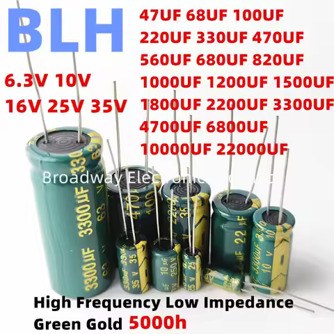 2-50PCS 6.3V 10V 16V 25V 35V High Frequency Low ESR Aluminum Capacitor 1000UF 1200UF 1500UF 1800UF 2