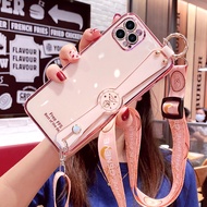 For iPhone 13 Pro Max iPhone 12 Pro Max iPhone 11 Pro Max SE 2020 X XR XS MAX 8 7 6 6S Plus Wristband Phone Case Casing with Free long lanyard , Electroplating candy color case with camera protection Case