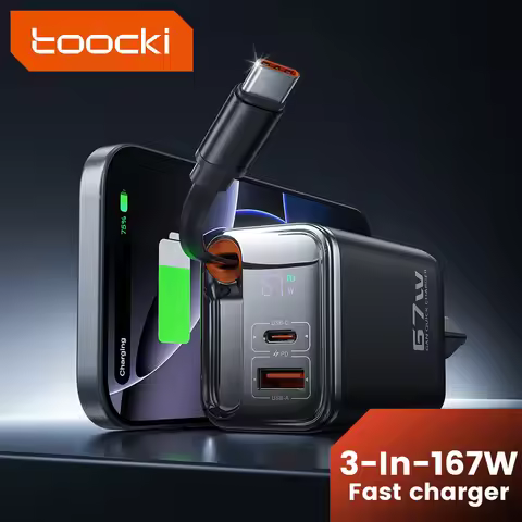 Toocki 67W Display USB Charger With Type C Cable For iPhone 16 15 Pro Max Xiaomi 12 13 Samsung S23 M