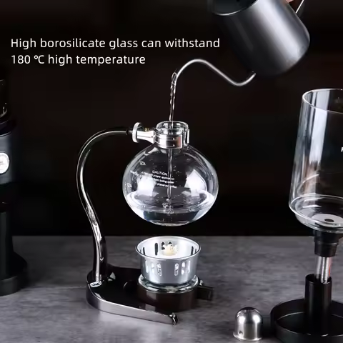 High Borosilicate Glass Portable Stainless Steel Espresso 2-5 Cups Drip Vacuum Glass Heating Syphon 