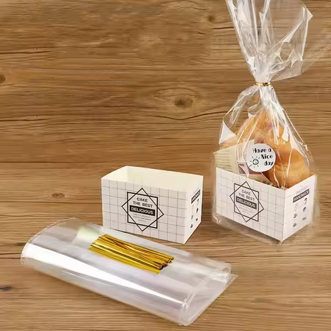 50pcs/Set Korean Lattice Sandwich Packaging Paper Box Toast Burger Bread Food Bag Hot-selling Birthd