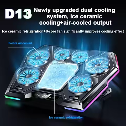 D13 Semiconductor Game Laptop Cooling Pad 8 Angles Adjustable Foldable LED Screen Notebooks Cooler B