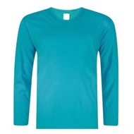 Unisex Long Sleeve Aqua Turquoise Plain Cotton Sport T-Shirt Baju Sukan Biru Laut Lengan Panjang