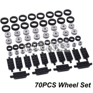 MARUMINE 70PCS Building Blocks Wheel Tire MOC Bricks Car Track Vehicle Parts Accessories 40687 42610