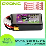 Ovonic Rebel 140C 4S 6S Lipo Battery 1050mAh 1200mAh 1400mAh 1550mAh 1800mAh 2200mAh XT60 for FPV Wh