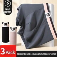 [Bundle of 3] Mens Cotton Boxer Briefs Soft Breathable Mid Waist Daily Wear 45-95kg