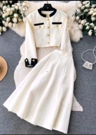 TREND 2024 ONE SET OUTER DAN ROK SETELAN KPOP KEKINIAN LENGAN PANJANG KANCING HIDUP TERBRU