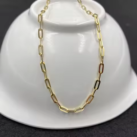 Sinya Hot Sale 18k Au750 Gold DIY Jewelry Big Square Cable O Shape Cross Chain Bracelets Necklace Fo
