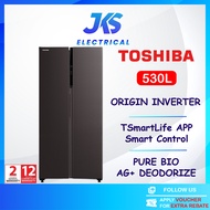 【FREE SHIPPING】Toshiba 530L/623L Side-By-Side Fridge | Origin Inverter | TSmartLife APP | PureAIR De