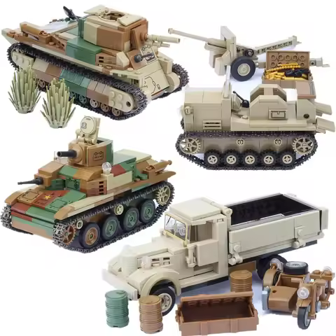 Military WW2 Heavy Armored Vehicle Type 89 92 Track Battle Tank Army Weapon Building Blocks Bricks C