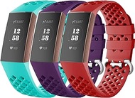 3 Pack Bands for Fitbit Charge 3/Fitbit Charge 4，Women and men - breathable sports wrist strap Soft waterproof replacement wrist strap