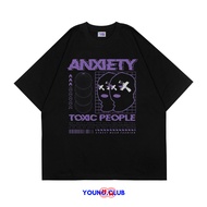 YOUNG.CLUB | ANXIETY TOXIC PEOPLE STREETWEAR T-SHIRT | T-SHIRT OVERSIZE BLACK STYLE Y2K VINTAGE BOOT